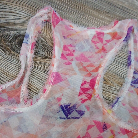 Lightweight Sheer Colorful Patterned Racerback Tank Top - Picture 11 of 13